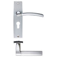 High quality image of the STANZA - Amalfi Lever Euro Lock (47.5mm c/c) On Backplate - Satin Chrome/Polished Chrome | Sku. zpz081epsccp | available to order from Trade Door Handles.