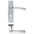 High quality image of the STANZA - Amalfi Lever Lock (57mm c/c) On Backplate 180x43mm - Satin Chrome/Polished Chrome | Sku. zpz081sccp | available to order from Trade Door Handles.