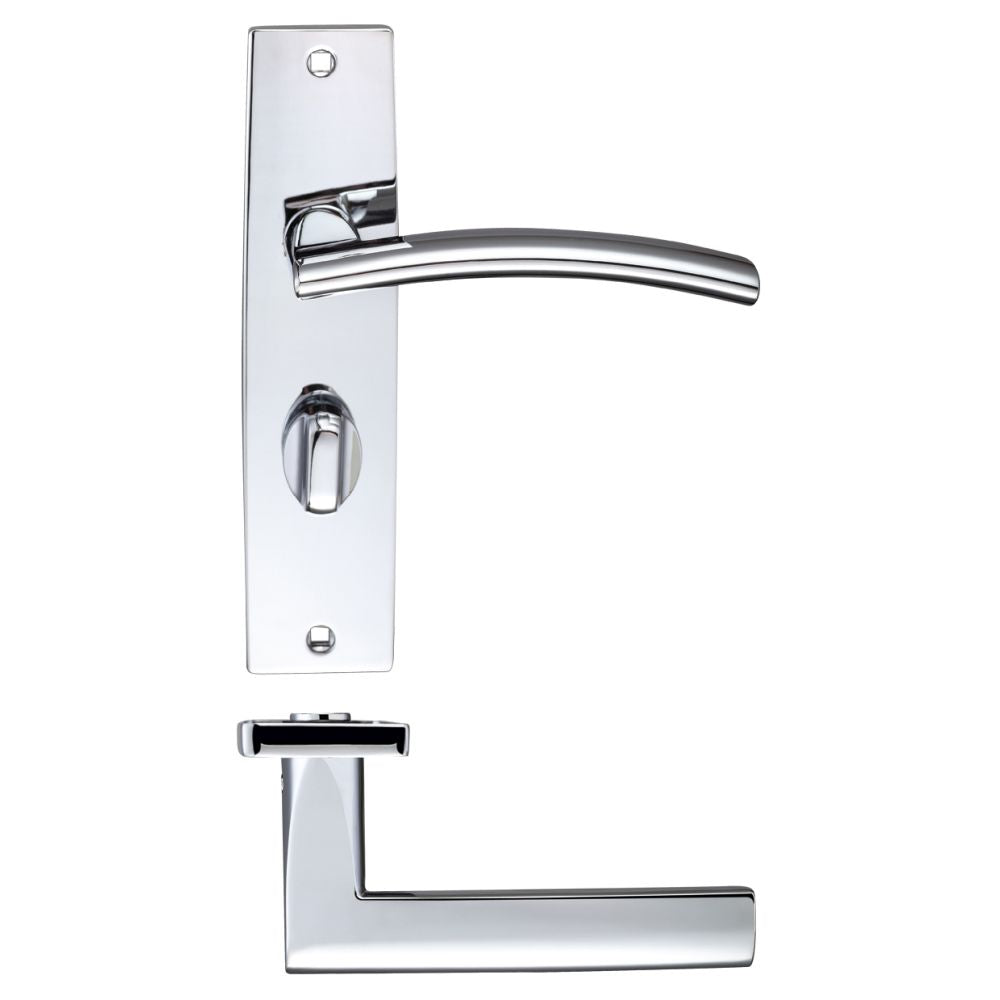 High quality image of the STANZA - Amalfi Lever Bathroom (57mm c/c) On Backplate - 180x43mm - Polished Chrome | Sku. zpz083cp | available to order from Trade Door Handles.