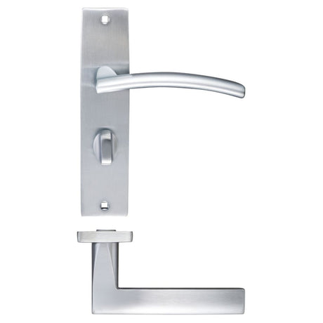 High quality image of the STANZA - Amalfi Lever Bathroom (57mm c/c) On Backplate - 180x43mm - Satin Chrome | Sku. zpz083sc | available to order from Trade Door Handles.