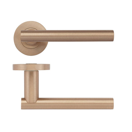 High quality image of the STANZA - Lucca Lever - Screw On Rose - Tuscan Rose Gold | Sku. zpz090-trg | available to order from Trade Door Handles.