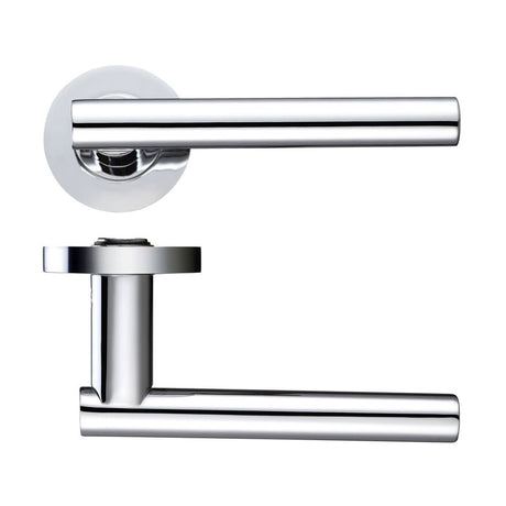 High quality image of the STANZA - Lucca Lever - Screw On Rose - Polished Chrome | Sku. zpz090cp | available to order from Trade Door Handles.