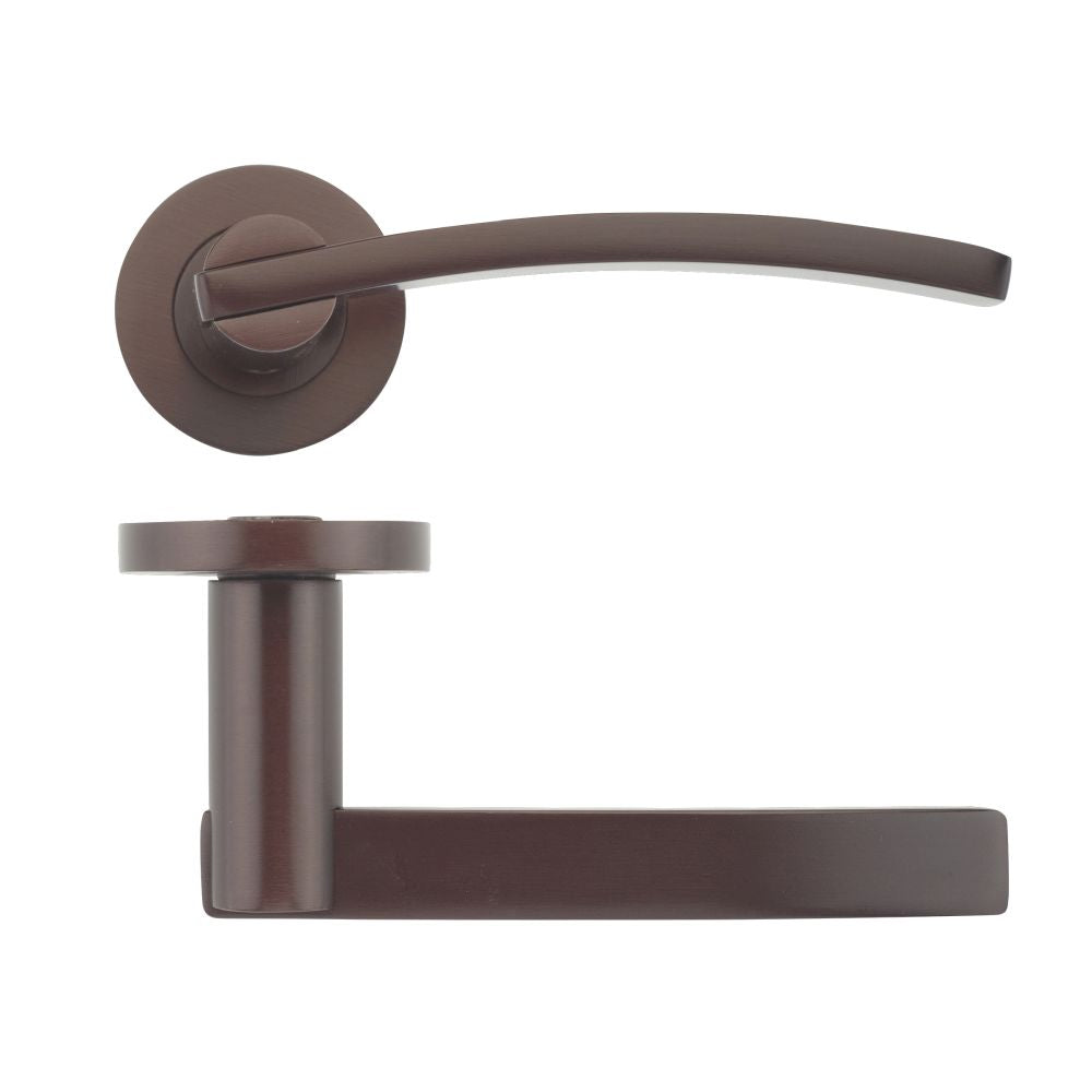 High quality image of the STANZA - Adria Lever on Rround rose - Bronze | Sku. zpz100-etb | available to order from Trade Door Handles.