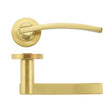 High quality image of the STANZA - Adria lever on round rose - Favo Satin Brass | Sku. zpz100-fsb | available to order from Trade Door Handles.