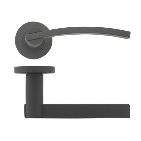 High quality image of the STANZA - Adria Lever on round rose - Black | Sku. zpz100-omb | available to order from Trade Door Handles.