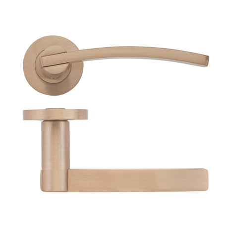 High quality image of the STANZA - Adria lever on round rose - Tuscan Rose Gold | Sku. zpz100-trg | available to order from Trade Door Handles.