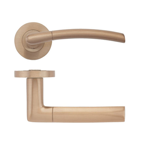 High quality image of the STANZA - Olympus lever on round rose - Tuscan Rose Gold | Sku. zpz140-trg | available to order from Trade Door Handles.