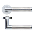 High quality image of the STANZA - Luna lever on round rose - Polished Stainless Steel | Sku. zpz170cpss | available to order from Trade Door Handles.