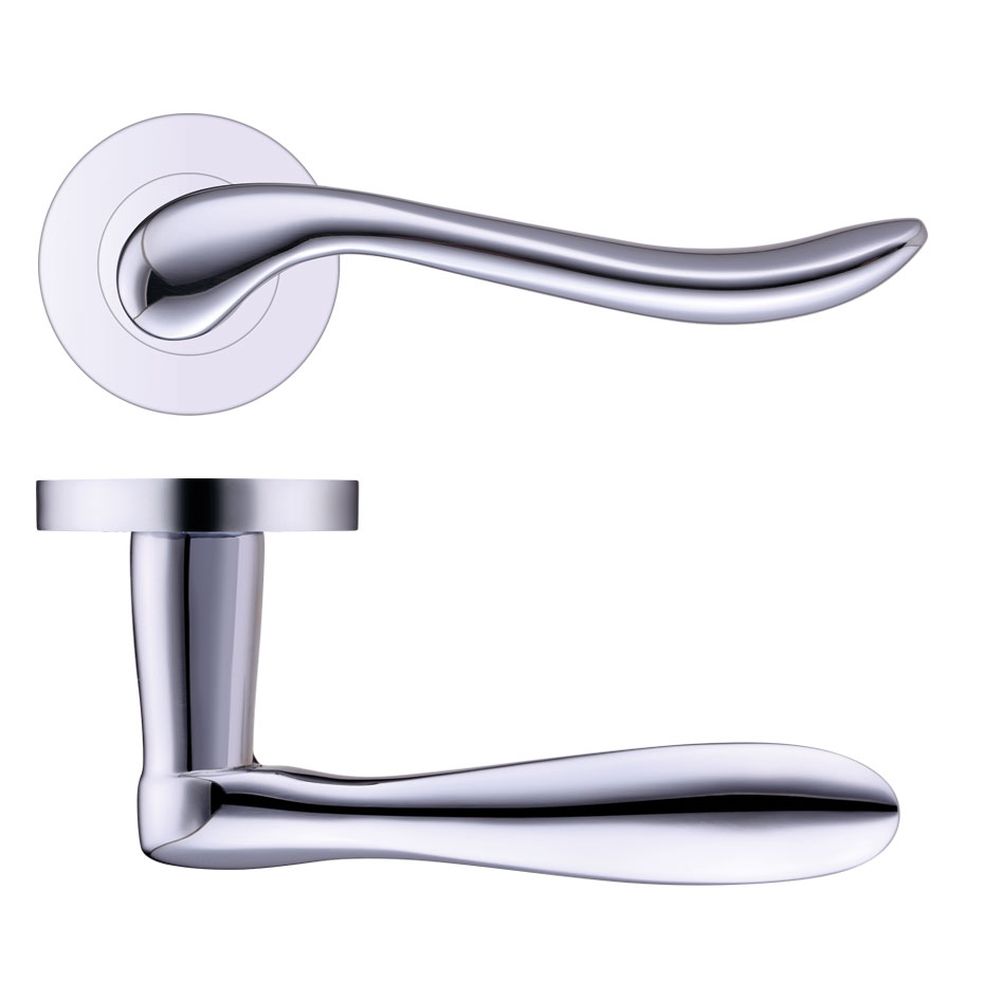 High quality image of the STANZA - Lincoln Lever - Screw on Rose - Polished Chrome | Sku. zpz240cp | available to order from Trade Door Handles.