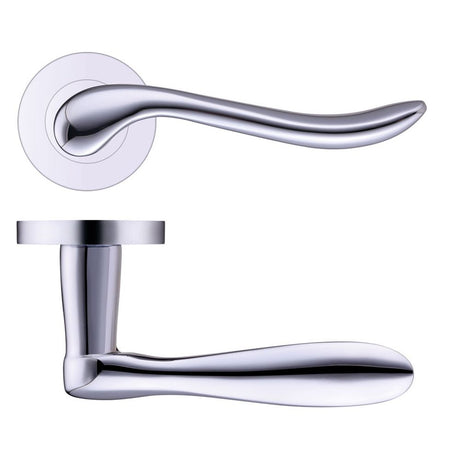 High quality image of the STANZA - Lincoln Lever - Screw on Rose - Polished Chrome | Sku. zpz240cp | available to order from Trade Door Handles.