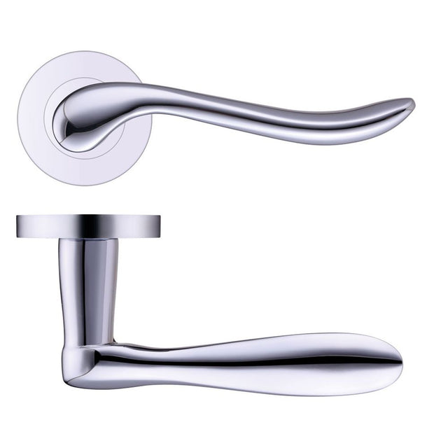 High quality image of the STANZA - Lincoln Lever - Screw on Rose - Polished Chrome | Sku. zpz240cp | available to order from Trade Door Handles.