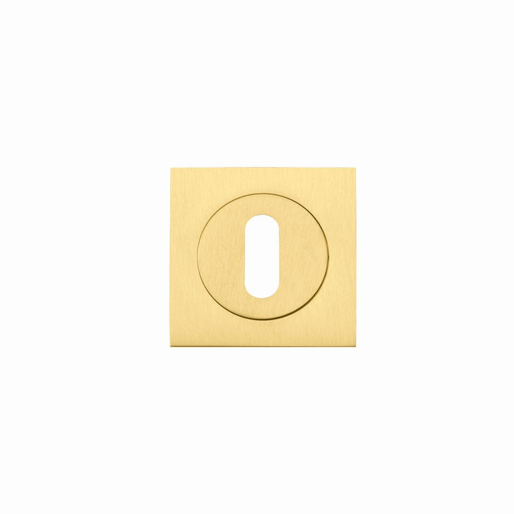High quality image of the STANZA - Square Escutcheon - Standard Keyway - Favo Satin Brass | Sku. zpzsq002-fsb | available to order from Trade Door Handles.