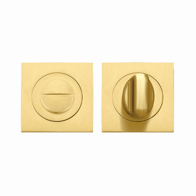 High quality image of the STANZA - Turn & Release - on Square rose - Favo Satin Brass | Sku. zpzsq004-fsb | available to order from Trade Door Handles.