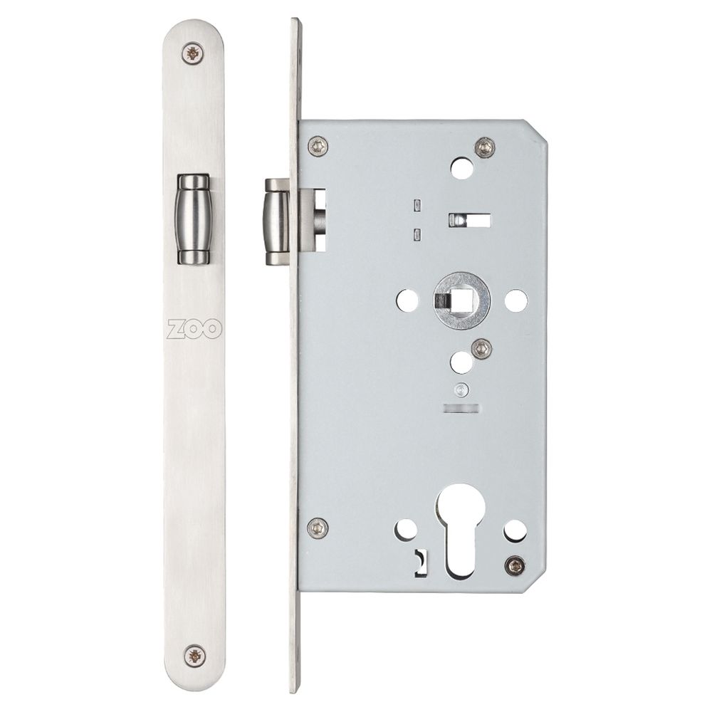High quality image of the Vier - Roller Din Latch - Backset 60mm Radius - Stain Stainless Steel | Sku. zrd0060lrss | available to order from Trade Door Handles.