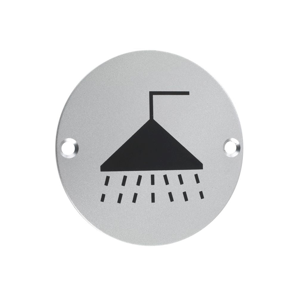 High quality image of the Zoo Hardware - Signage - Shower - Satin Aluminium | Sku. zsa04sa | available to order from Trade Door Handles.