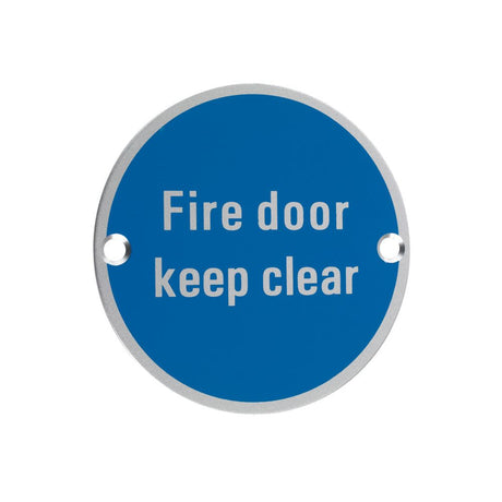 High quality image of the Zoo Hardware - Signage - Fire Door Keep Clear - Satin Aluminium | Sku. zsa11sa | available to order from Trade Door Handles.