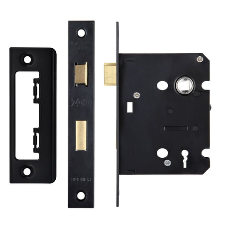 High quality image of the Zoo Hardware - 3 Lever Mortice Sashlock, 76mm - 57mm Centres, Square, Powder Coated Black Finish | Sku. zsc376pcb | available to order from Trade Door Handles.