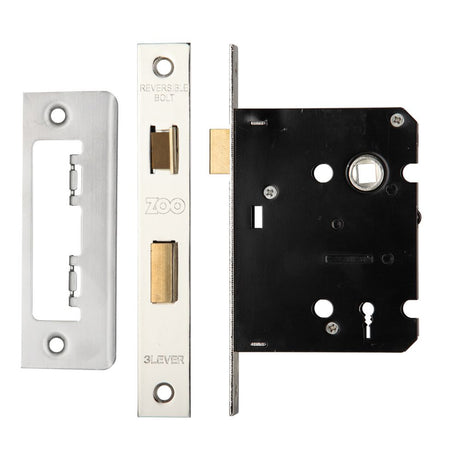 High quality image of the Zoo Hardware - 3 Lever Mortice Sashlock, 76mm - 57mm Centres, Square - Stain Stainless Steel | Sku. zsc376ss | available to order from Trade Door Handles.