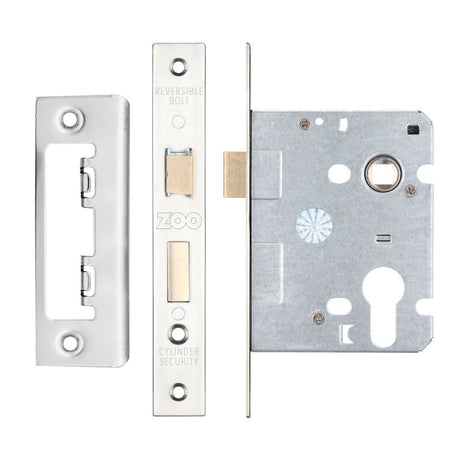 High quality image of the Zoo Hardware - Euro Profile Mortice Sashlock, 76mm - 47.5mm Centres, Square - Polished Stainless Steel | Sku. zsc76epps | available to order from Trade Door Handles.