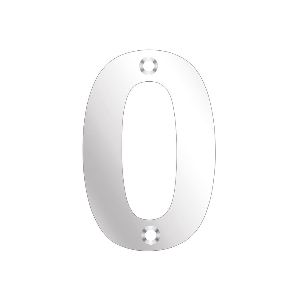 High quality image of the Zoo Hardware - Numerals - No 0 - 75mm - Polished Stainless Steel | Sku. zsn00aps | available to order from Trade Door Handles.