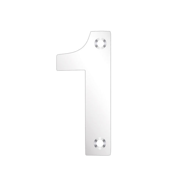 High quality image of the Zoo Hardware - Numerals - No 1 - 75mm - Polished Stainless Steel | Sku. zsn01aps | available to order from Trade Door Handles.