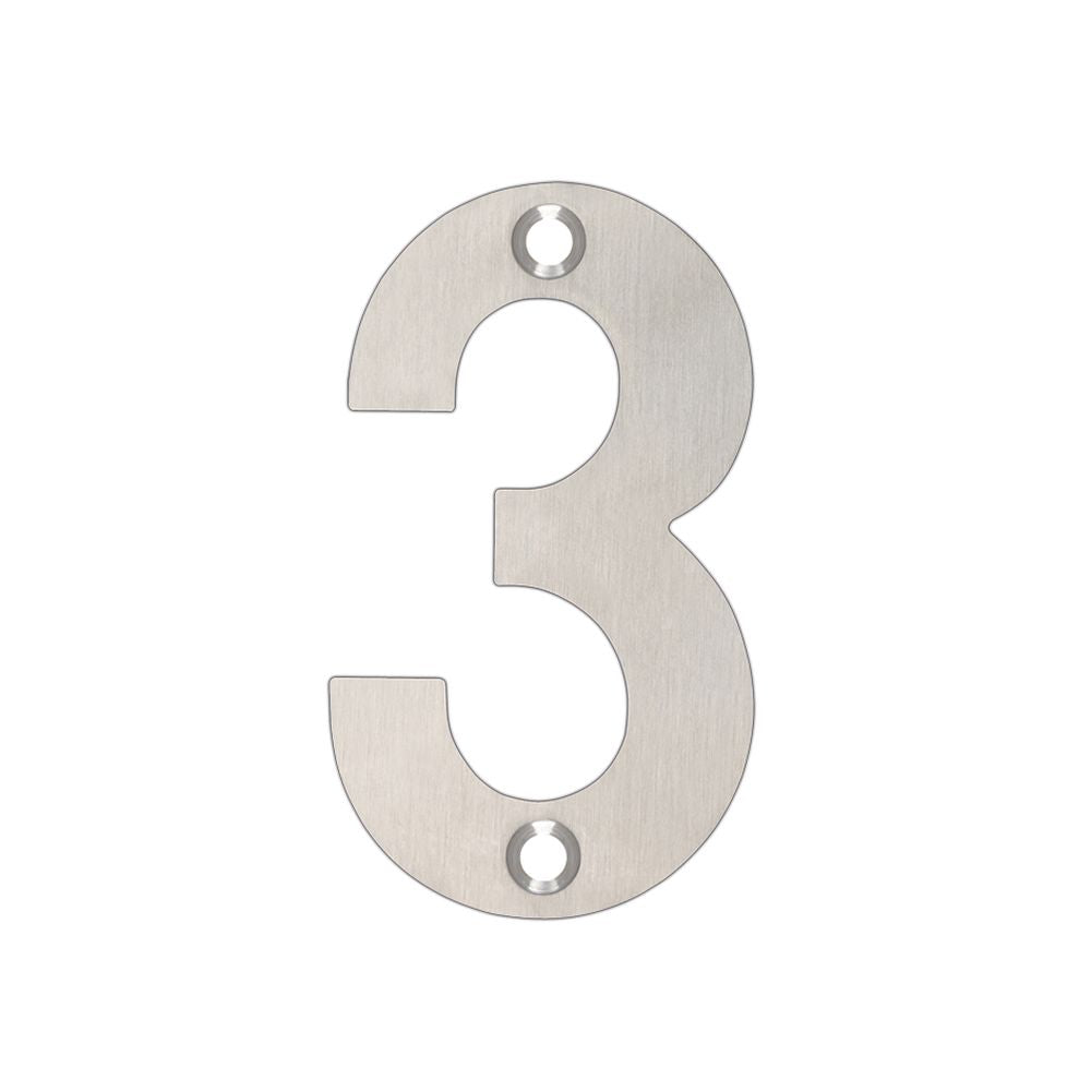 High quality image of the Zoo Hardware - Numerals - No 3 - 75mm - Stain Stainless Steel | Sku. zsn03ass | available to order from Trade Door Handles.