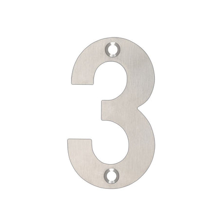 High quality image of the Zoo Hardware - Numerals - No 3 - 75mm - Stain Stainless Steel | Sku. zsn03ass | available to order from Trade Door Handles.