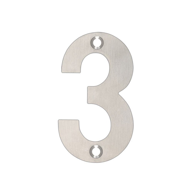 High quality image of the Zoo Hardware - Numerals - No 3 - 75mm - Stain Stainless Steel | Sku. zsn03ass | available to order from Trade Door Handles.