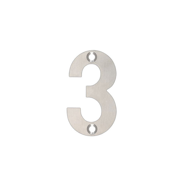 High quality image of the Zoo Hardware - Numerals - No 3 - 50mm - Stain Stainless Steel | Sku. zsn03ss | available to order from Trade Door Handles.