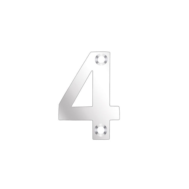 High quality image of the Zoo Hardware - Numerals - No 4 - 50mm - Polished Stainless Steel | Sku. zsn04ps | available to order from Trade Door Handles.