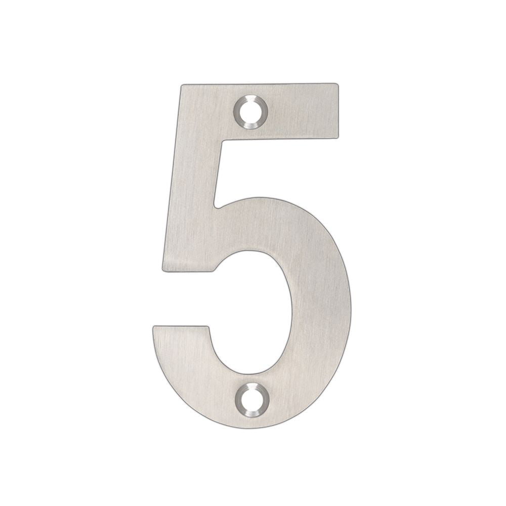 High quality image of the Zoo Hardware - Numerals - No 5 - 75mm - Stain Stainless Steel | Sku. zsn05ass | available to order from Trade Door Handles.