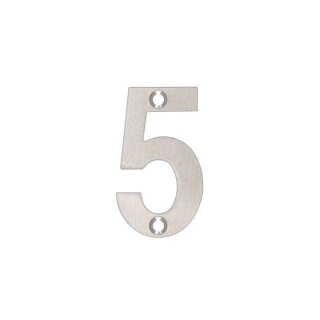 High quality image of the Zoo Hardware - Numerals - No 5 - 50mm - Stain Stainless Steel | Sku. zsn05ss | available to order from Trade Door Handles.