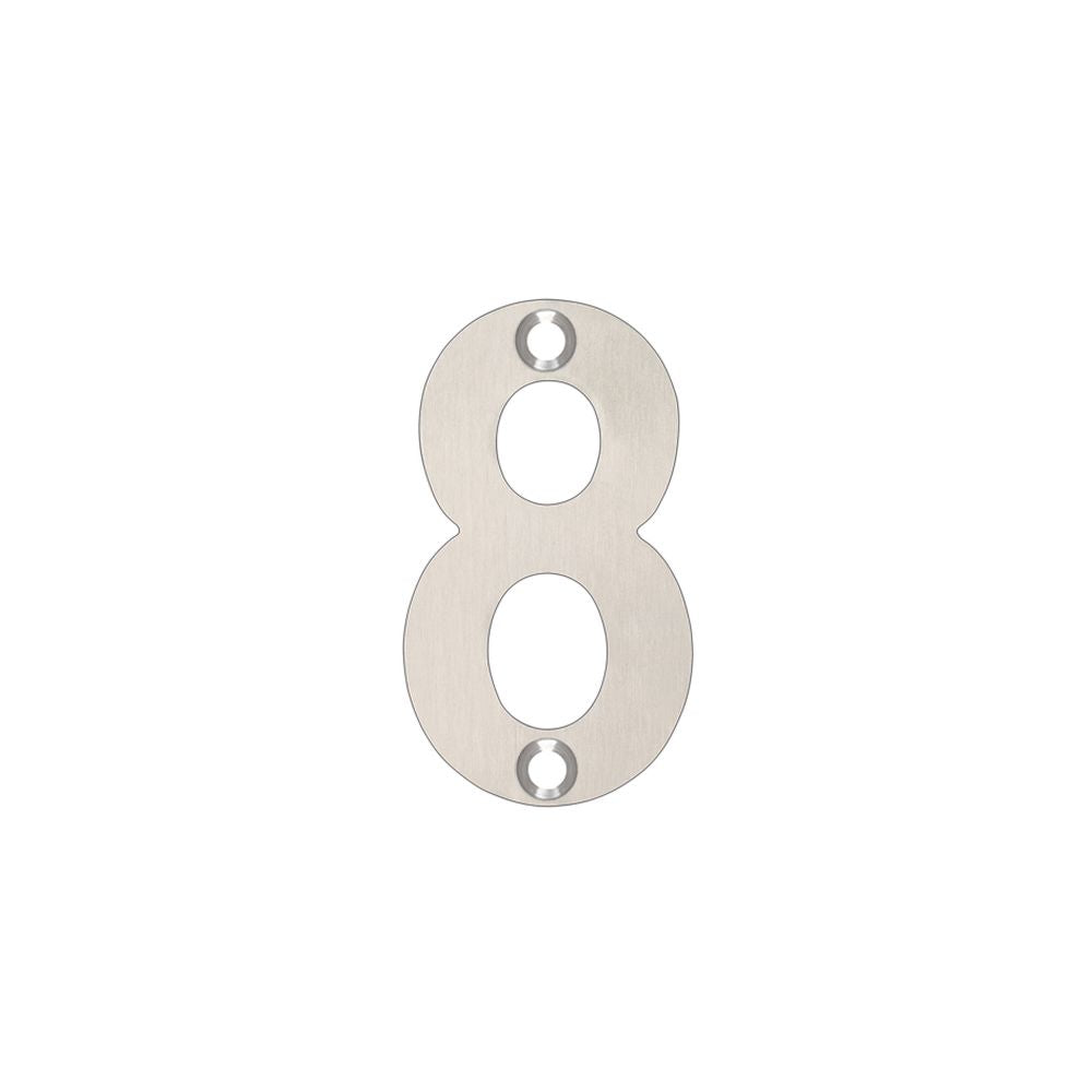 High quality image of the Zoo Hardware - Numerals - No 8 - 50mm - Stain Stainless Steel | Sku. zsn08ss | available to order from Trade Door Handles.
