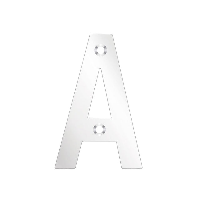 High quality image of the Zoo Hardware - Letter - A - 75mm - Polished Stainless Steel | Sku. zsnaps75 | available to order from Trade Door Handles.