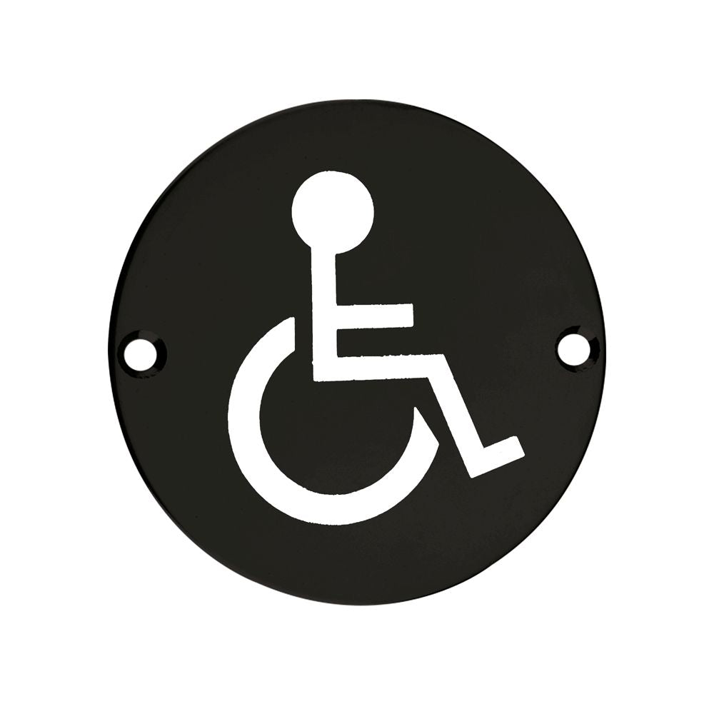 High quality image of the Zoo Hardware - Sex Symbol - Disabled - 76mm Dia - Powder Coated Matt Black | Sku. zss07-pcb | available to order from Trade Door Handles.