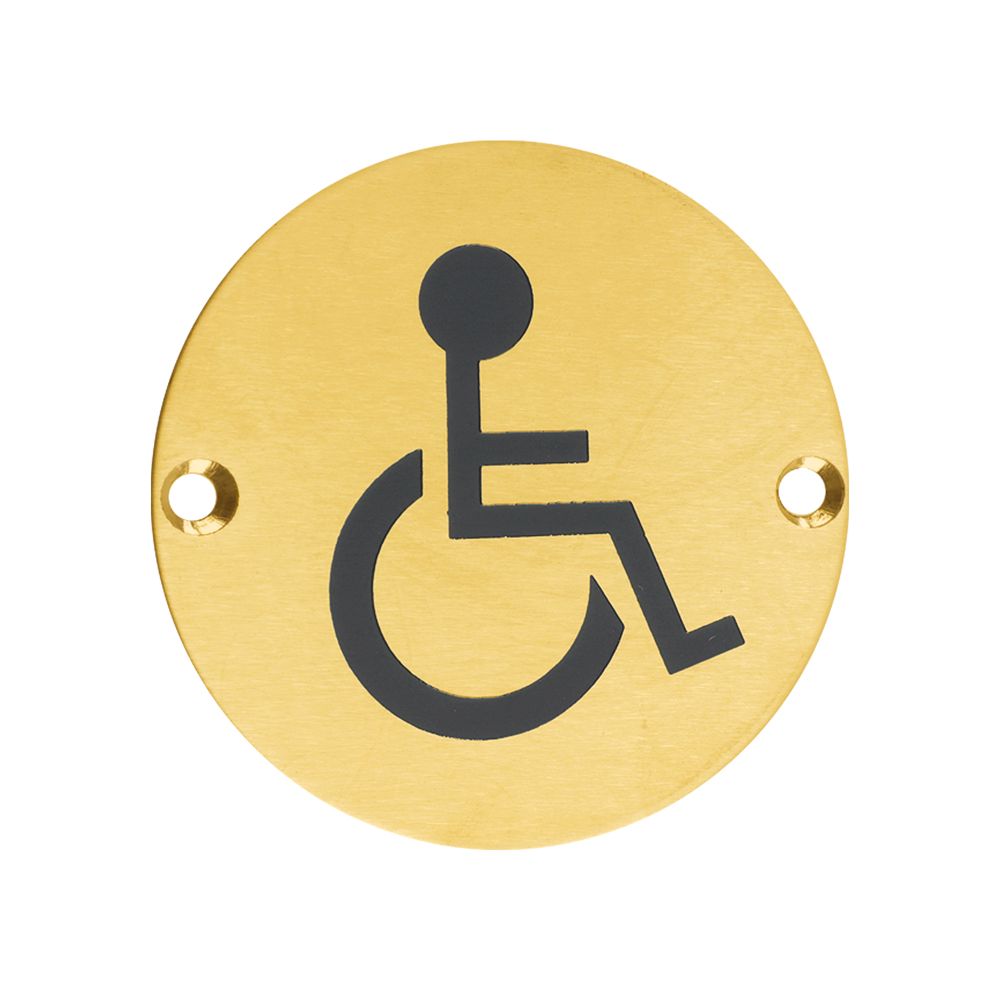 High quality image of the Zoo Hardware - Sex Symbol - Disabled - 76mm - Dia PVD Satin Brass | Sku. zss07-pvdsb | available to order from Trade Door Handles.