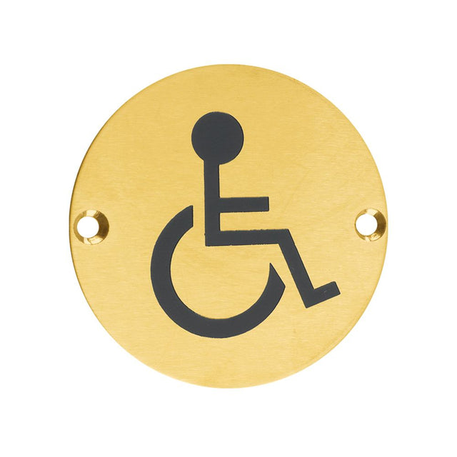 High quality image of the Zoo Hardware - Sex Symbol - Disabled - 76mm - Dia PVD Satin Brass | Sku. zss07-pvdsb | available to order from Trade Door Handles.
