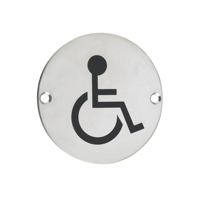 High quality image of the Zoo Hardware - Sex Symbol - Disabled - 76mm dia - Polished Stainless Steel | Sku. zss07ps | available to order from Trade Door Handles.