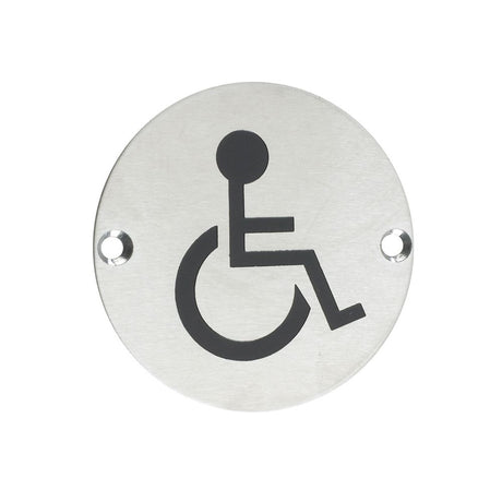 High quality image of the Zoo Hardware - Sex Symbol - Disabled - 76mm dia - Stain Stainless Steel | Sku. zss07ss | available to order from Trade Door Handles.
