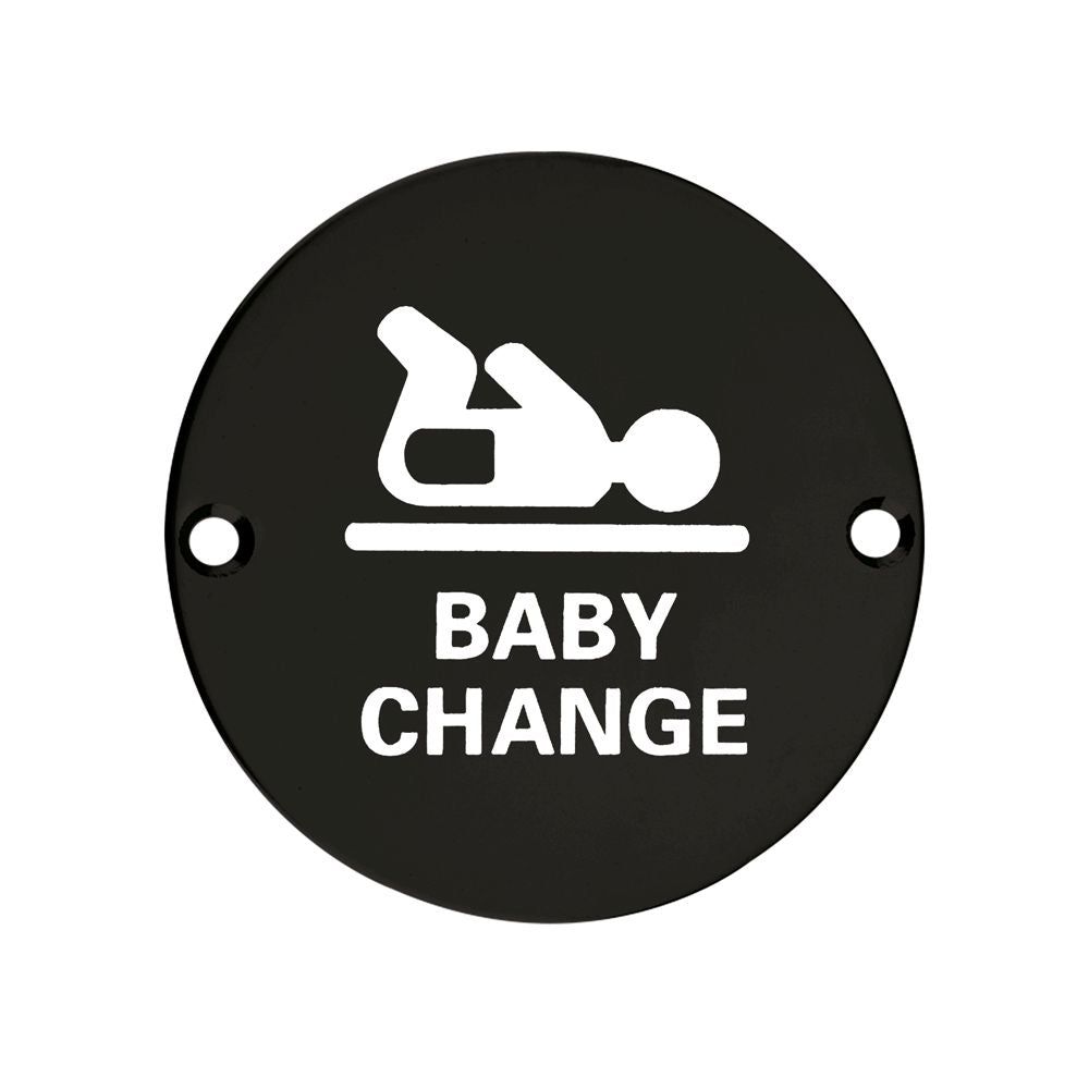 High quality image of the Zoo Hardware - Sex Symbol - Baby Change - 76mm Dia - Powder Coated Matt Black | Sku. zss08-pcb | available to order from Trade Door Handles.