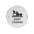 High quality image of the Zoo Hardware - Signage - Baby Change - 76mm dia - Polished Stainless Steel | Sku. zss08ps | available to order from Trade Door Handles.