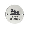 High quality image of the Zoo Hardware - Signage - Baby Change - 76mm dia - Stain Stainless Steel | Sku. zss08ss | available to order from Trade Door Handles.