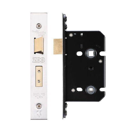 High quality image of the Zoo Hardware - Bathroom Lock - 64mm C/W Forend and Strike - Stain Stainless Steel | Sku. zukb64ss | available to order from Trade Door Handles.