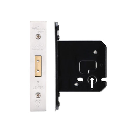 High quality image of the Zoo Hardware - 3 Lever Dead Lock - 76mm C/W Forend and Strike - Stain Stainless Steel | Sku. zukd376ss | available to order from Trade Door Handles.