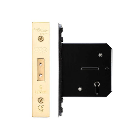 High quality image of the Zoo Hardware - 5 Lever Dead Lock - 76mm C/W Forend and Strike - PVD Brass | Sku. zukd576pvd | available to order from Trade Door Handles.