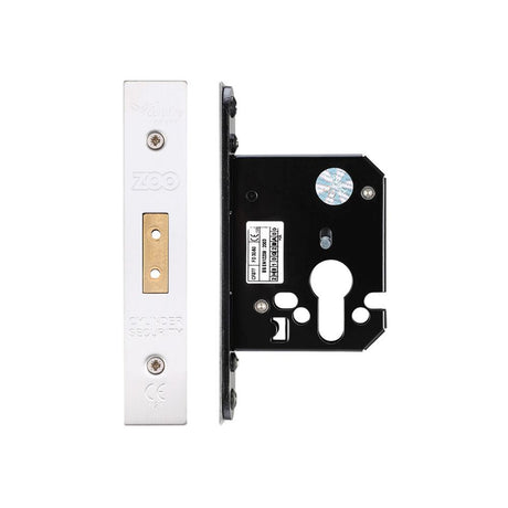 High quality image of the Zoo Hardware - Euro Profile Dead Lock - 64mm C/W Forend and Strike - Polished Stainless Steel | Sku. zukd64epss | available to order from Trade Door Handles.