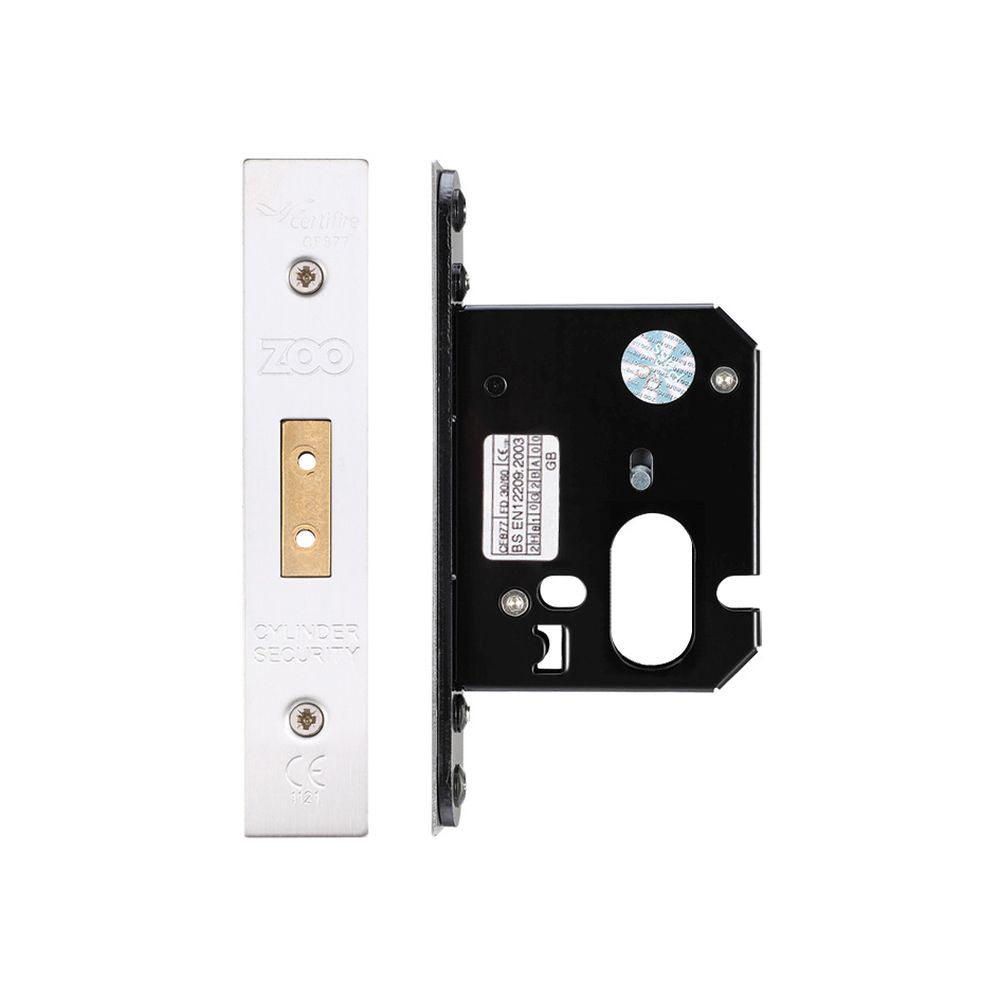 High quality image of the Zoo Hardware - Oval Profile Dead Lock - 64mm C/W Forend and Strike - Polished Stainless Steel | Sku. zukd64opss | available to order from Trade Door Handles.