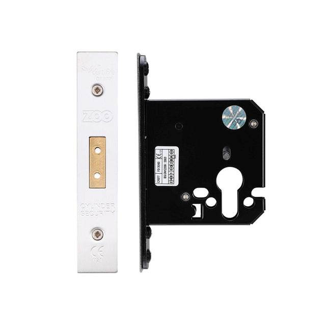 High quality image of the Zoo Hardware - Euro Profile Dead Lock - 76mm C/W Forend and Strike - Polished Stainless Steel | Sku. zukd76epss | available to order from Trade Door Handles.