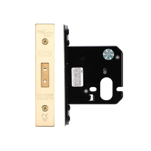 High quality image of the Zoo Hardware - Oval Profile Dead Lock - 76mm C/W Forend and Strike - PVD Brass | Sku. zukd76oppvd | available to order from Trade Door Handles.