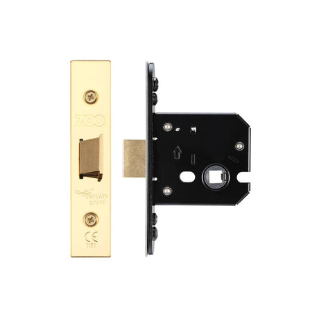 High quality image of the Zoo Hardware - Flat latch - 64mm C/W Forend and Strike - PVD Brass | Sku. zukf64pvd | available to order from Trade Door Handles.